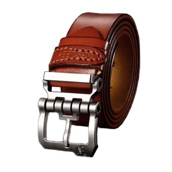 2017 Designer High Quality Luxury Brand Genuine Leather Buckle Pin Belts For Men Business Casual Men Belts 120CM(Brown) - intl