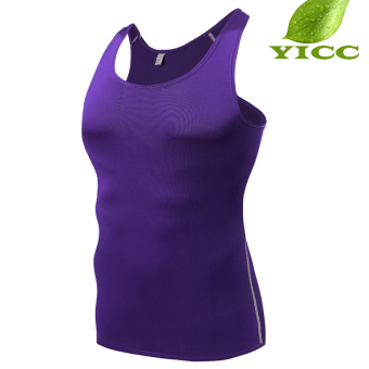 Yicc New High Quality Men's Outdoor Cycling Running And Training Base Layers Tank Tops Shirts-Purple(B5001) - intl
