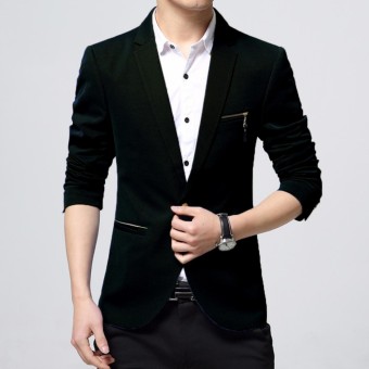 Jaket Jas - Blazer Pria Slim Fit Korean Style - Hitam