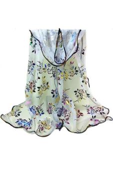 LALANG Fashion Colorful Flowers Scarf Lace Edge Cappa White - Intl