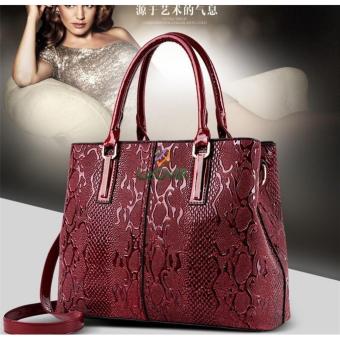 Tas Branded Wanita - Top Handle Bags - PU Leather - Red - 83425