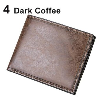 Broadfashion Men Faux Leather Bifold Purse Card Coin Holder Wallet Ultra-thin Clutch Billfold (Dark Coffee) - intl