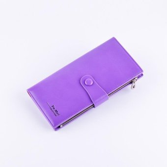 New oil wax leather multi-color multi-card couple long wallet men's thin section wallet-Purple(...) - (Intl)