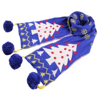 EOZY Unisex Knitted Scarf Thickening Lovely Christmas Tree Printed Scarves For Boys And Girls Xmas Gift (Blue)