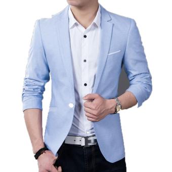 Gallery Fashion - Jas blazer casual warna sky blue / biru muda | single button slim fit - 84