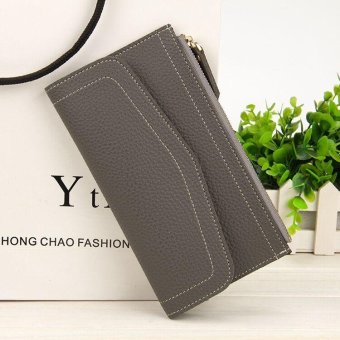 Victory Woman Han edition Wallet Long Zipper multi-function Mobile wallet(Grey ) - intl