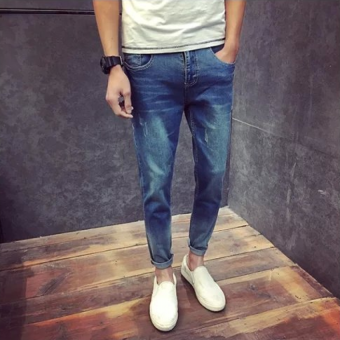 QQ Men's casual pants jeans Dark blue - intl