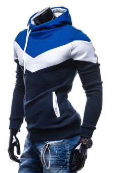 GE ﾠMen's Sports Spelled Color Sweat Hoodies Pullover Coat (Blue)