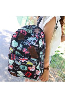 Brands Women Printed Canvas Backpack Girls Cartoon Rucksacks BagsTravel 2016 New Satchel Schoolbags for Teenagers XB389 - intl