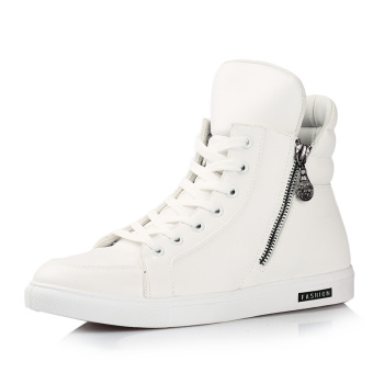 Men's Casual Shoes Sports Shoes High Top Leather Skateboard Shoes (White) - intl