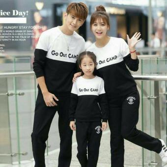FASHION FLOWER-SWEATER FAMILY COUPLE GO OUT CAMP LP-BLACK WHITE