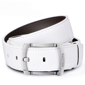 Men's fashion leather belt Youth all-match cowhide belt business casual belt 125CM-White - intl