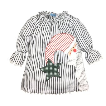 Baby kids Dress Girl Christmas Gifts Girl Dress stripe Elastic collar DRESS 2-6Y(black)