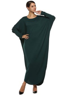Cyber ANGVNS Women Muslimah Wear Dresses Batwing Jersey Long Maxi Dress (Dark Green)