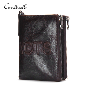 CONTACT'S 2016 New Brand Design Fashion Men Wallet Zipper Pureses famous brand Genuine Leather Short Wallets Clutch Coins Bags - intl