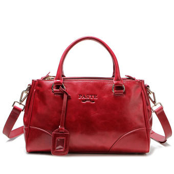 PASTE New 2016 Women Genuine Leather Tote Bag Luxury Handbags Ladies Messenger Bags Fashion Shoulder Bag Designer Handbag Oil Wax Crossbody For Women Famous Brands (Red) - intl