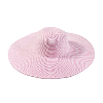 Summer Women's Foldable Wide Large Brim Beach Sun Hat Straw Beach Cap For Ladies Elegant Hats Girls Vacation Tour Hat(pink) - Intl