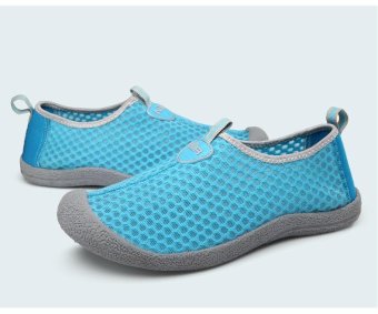 Mens Net Surface Sandals Summer Breathable Shoes Casual Mens Air Mesh Sandals Summer Loafers Driving Shoes Non-slip Man Loafers Man Fashion Slip Ons(lightblue) - intl