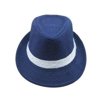 Amart Kids Linen Jazz Hat Children Top Caps Sun Cap Blue - intl
