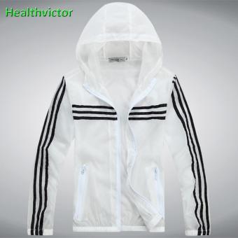 Anti UV Sun Protection Ultraviolet Thin Men Women Unisex Outdoor Zipper Hooded Jacket(White) - intl