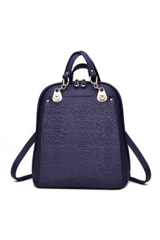 Quality Assurance Backpack 2016 New Trends Retro Flower Spring AndSummer Student Bag Fashion Leisure Handbag (Blue) - intl