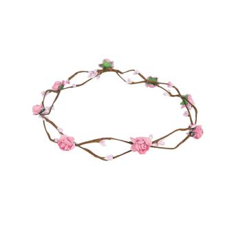 JNTworld Brides Wreath Wedding Party Flower Hairband Headband Hair Accessory(Pink) - intl