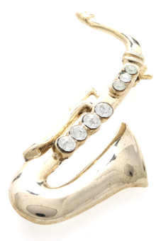 1901 Jewelry Saxophone Brooch 2072 - Bros Wanita - Gold