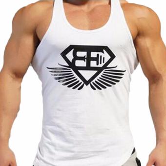 Hequ New clothing vest Muscle brothers Stringer Tank Top Men Bodybuilding Men's Singlets Tank Sirts Sporting Clothes White - intl