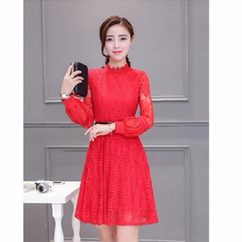 Cocoepps 2017 New Korean Style Lace Bodycon Dresses Plus size Sexy dress Red - intl