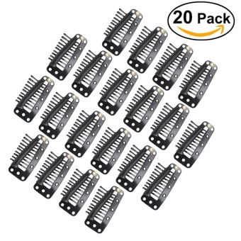 TINKSKY 20pcs 10-Teeth Snap-Comb Wig Clips with Rubber for Hair Extension (Black) - intl