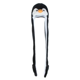 GEMVIE kartun Penguin hewan mewah topi musim dingin bulu imitasi penuh tudung topi untuk wanita/Pria/laki-laki/perempuan - International
