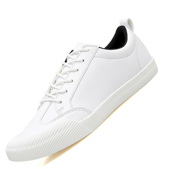 Seanut Men's Flats Casual Skater Shoes (White)