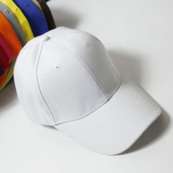GEMVIE Korean Fashion Unisex Women Men Baseball Cap Solid Color Snapback Hip Pop Cap (White) - intl