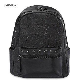 S&L SMINICA Chic Rivet Embellished PU Leather Backpack for Women (Color:Black) - intl