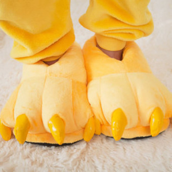 4ever 1 Pairs of Women Winter Warm Soft Home Slippers Animal Paw Claw Plush Shoes Christmas Gift (Yellow) - intl