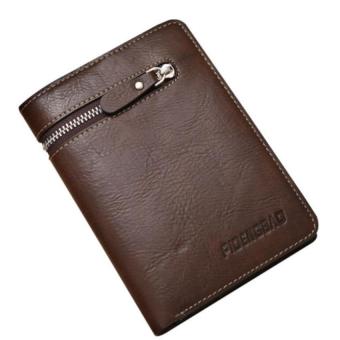 Yazilind Men's Genuine Brown PU Leather Bag Card Cash Holder Organizer Bifold Wallet Purse (intl)