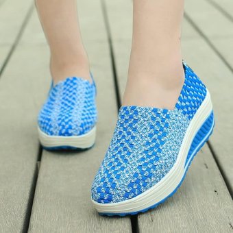 Hand woven shoes Muffin Cradle shoes Women's Shoes,Blue - intl
