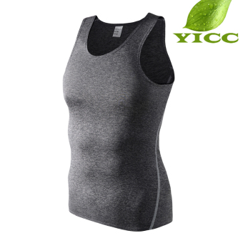 Yicc New High Quality Men's Outdoor Cycling Running And Training Base Layers Tank Tops Shirts-Grey(B5001) - intl