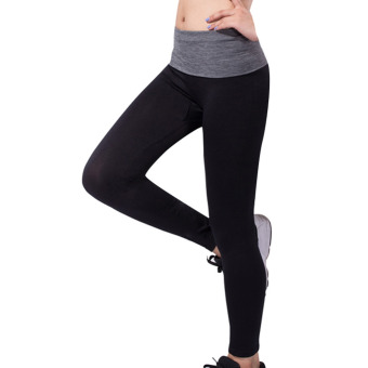 Jiayiqi Simple Comfortable Full Length Workout Leggings (Black-Gray) - Intl