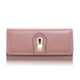 Munoor Genuine Cow Leather Woman Purses Fashionable Walet for Money Clip Holder (Pink) - intl