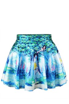 Jiayiqi Forest Digital Printing Pure Blue Skirt (Blue )