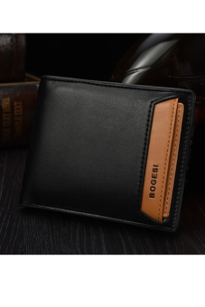Bogesi New Fashion Genuine PU Leather Wallet Male Bag Brand Men Wallets Handbag Purse Black Horizontal - intl