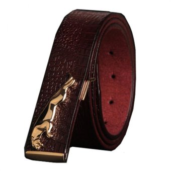New Style Man's Cool Leopard Buckle Genuine Leather Belt MBT1606-2 (Coffee) - Intl