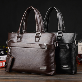 2016 Fashion brands men business leather briefcase high quality Men handbag laptop computer bag shoulder Travel Bags 2 colors - intl