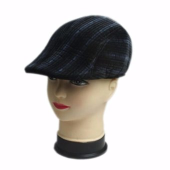 D & D Hat Collection Newsboy Cabbie hat / Topi Pet Motif Salur - Hitam Biru