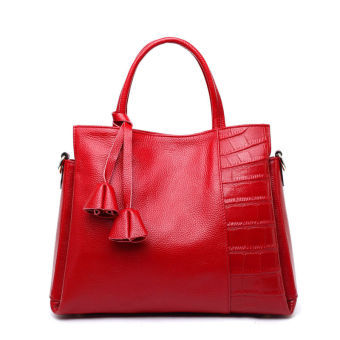 PASTE women leather handbag Genuine leather totes designer bags famous brand Shoulder bag ladies crossbody fashion Bucket handbags high quality(Red)