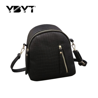 YBYT brand 2016 new alligator black preppy style rucksack high quality women shoping package ladies famous brand backpack - intl