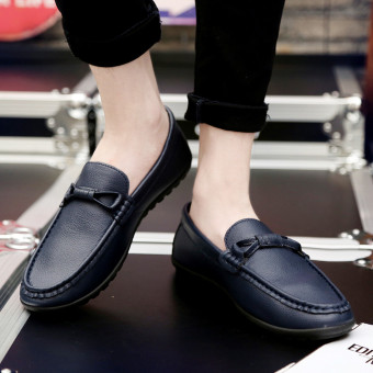 LCFU764 Men‘s Leather Flats Shoes Casual shoes Fashion shoes-blue (Intl)