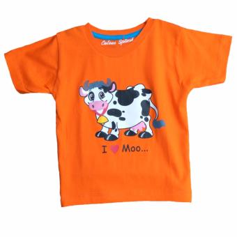 Toylogy Baju Kaos Anak Sablon Sapi ( I Love Moo Shirt ) - Orange