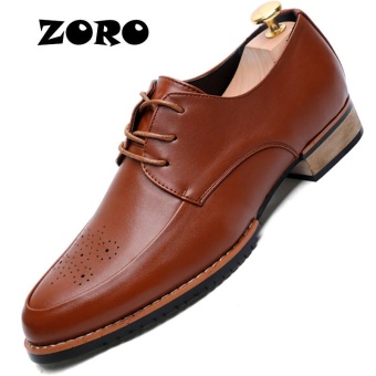 ZORO Brand Oxford Leather Men Shoes Wedding Lace-up Fashion Business Men's Dress Shoes Men Flats Footwear (Brown) - intl